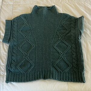 Elegant Cable Knit Turtleneck Sweater - Teal
